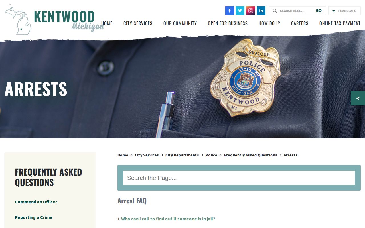 Kentwood Police arrest FAQ directing questions to Kent County Correctional Facility